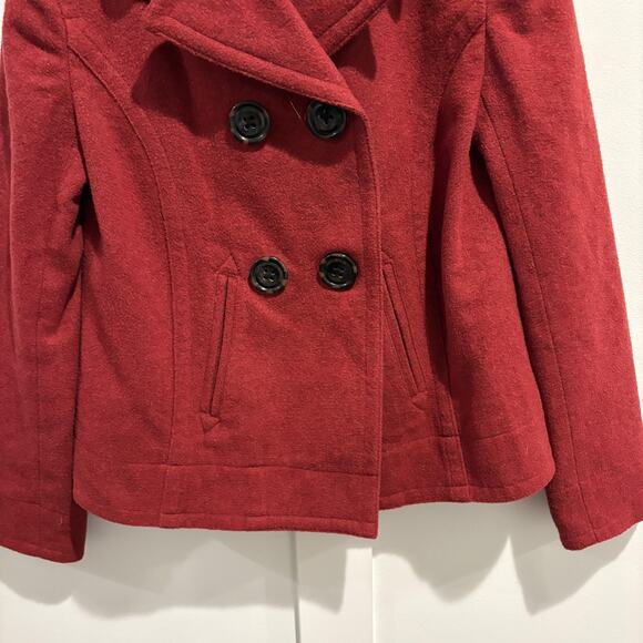 Gap Coat Womens XS Red Wool Blend Peacoat Double‎ Breasted Lined Pockets Short - Picture 4 of 12